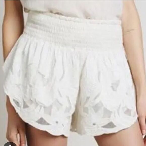 Free People Ivory Floral Lace Shorts Womens Size XS - Picture 2 of 12